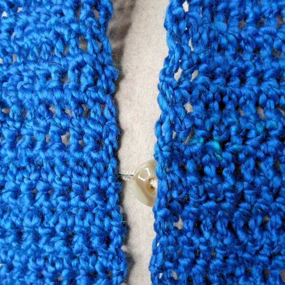 Blue Scarf 93x5 Extra Long Handmade Crochet Hand Knit Football Muffler Birthday - Picture 5 of 9